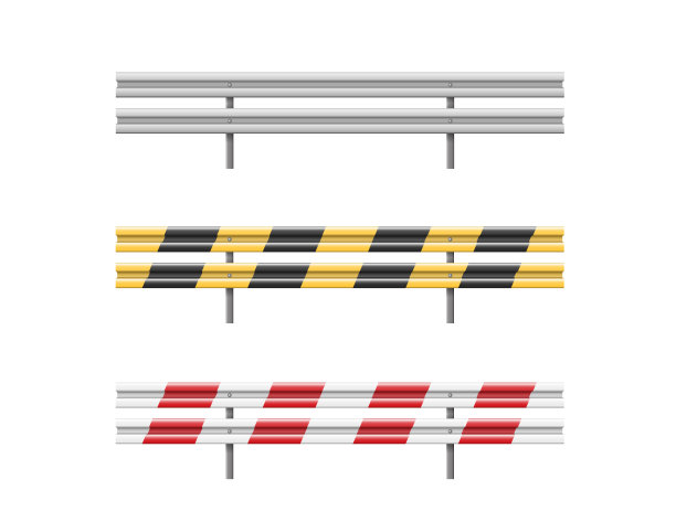 金属路障设置。红、黑、黄、白交通安全设备图片下载
