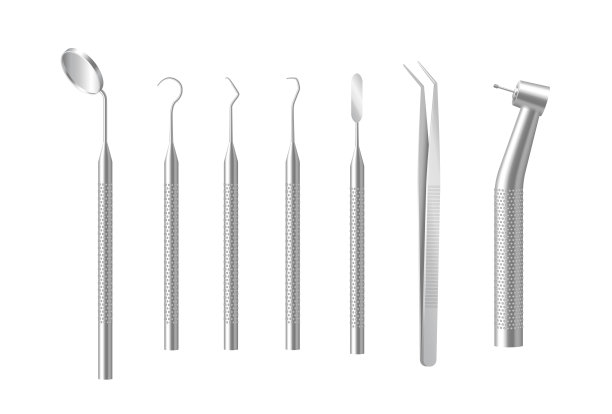 牙科工具集。逼真详细的3d不锈钢牙医设备的牙科检查图片下载