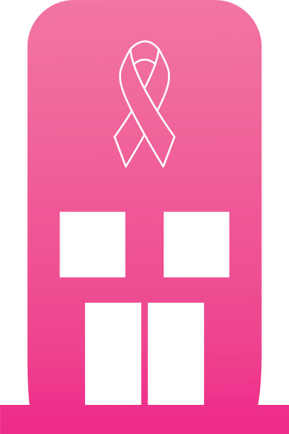 医院大楼与癌症丝带图标图片下载