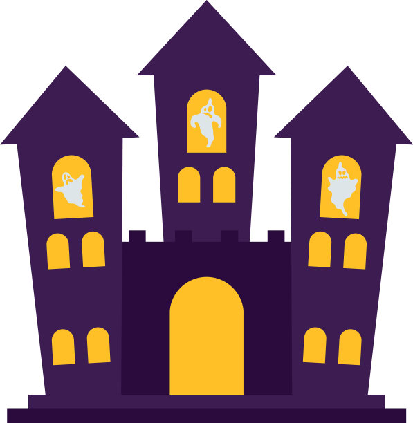 令人毛骨悚然的城堡图标扁平化风格图片下载