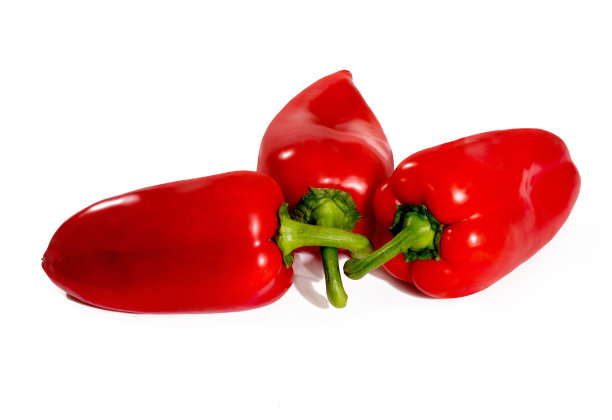 甜，多汁，红辣椒，孤立在一个浅白色的背景图片下载