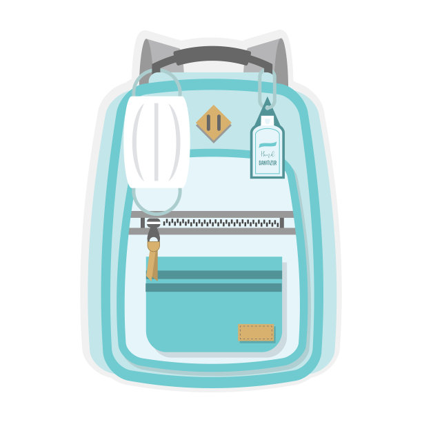 蓝色的孩子们新的正常回到学校背包图标图片下载