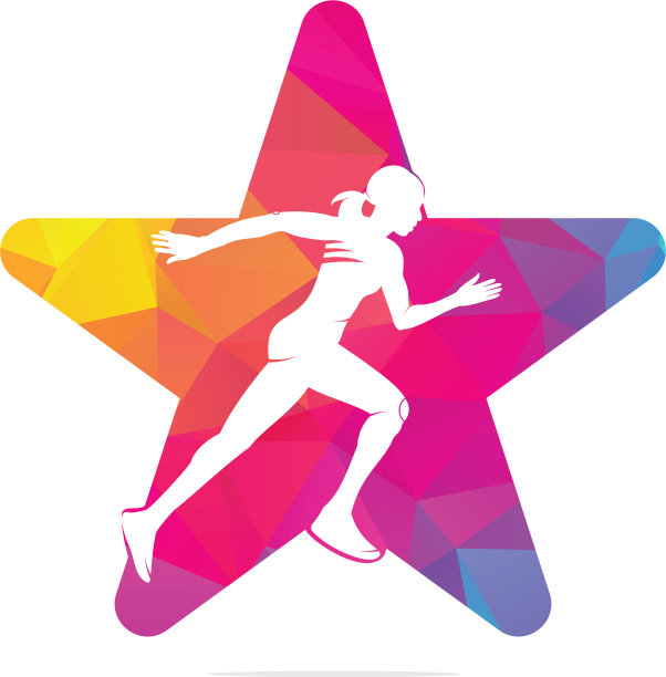 跑步女子明星形状的概念标志设计图片下载