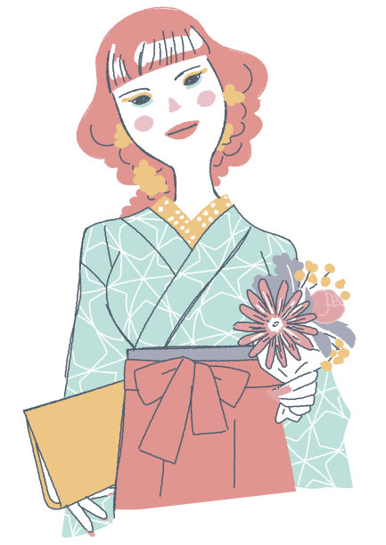 毕业典礼，袴，学生，春天插图图片下载