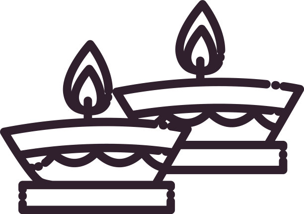 排灯节两支蜡烛线条风格的图标设计图片下载