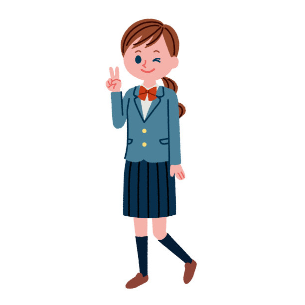 一个女学生做和平手势的插图图片下载