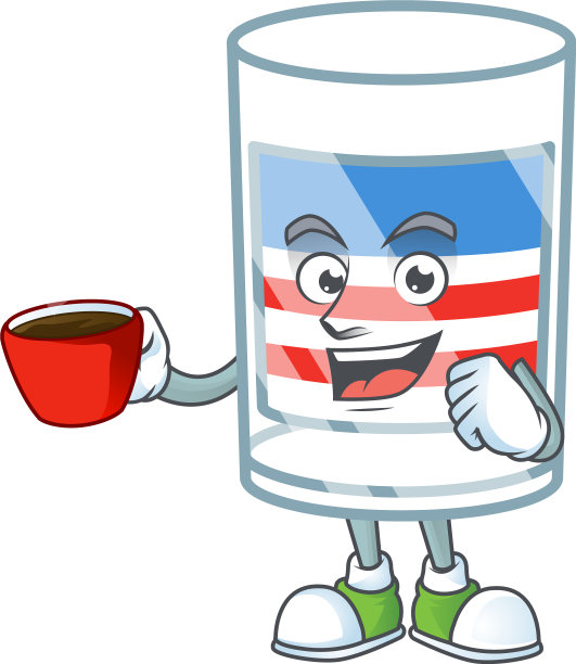 酷美国条纹玻璃卡通杯咖啡图片下载