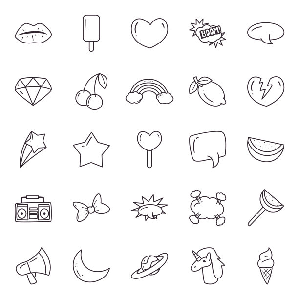 波普艺术线条风格符号集设计图片下载