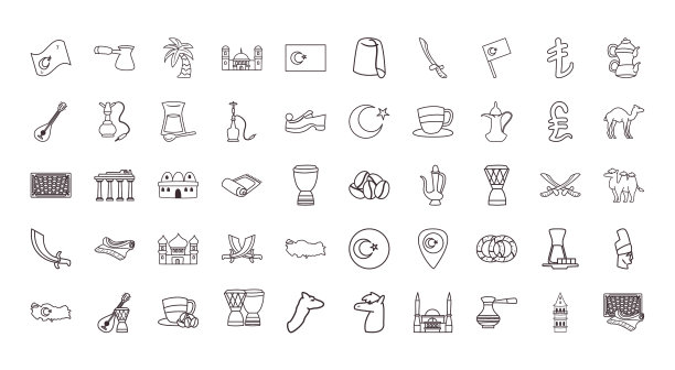 土耳其线条风格50图标集设计图片下载