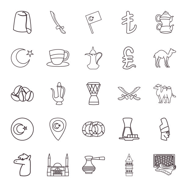 土耳其线条风格组图标设计图片下载