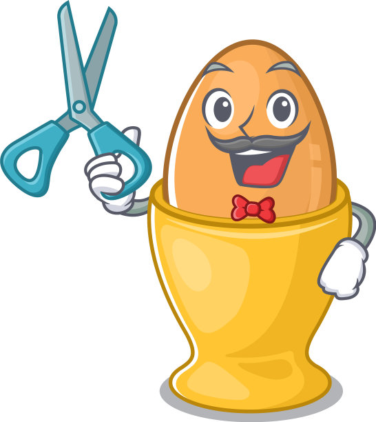 卡通人物运动理发师蛋杯设计图片下载