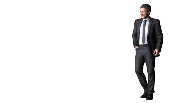 商人在休闲服装站立姿势孤立，在白色的背景图片下载