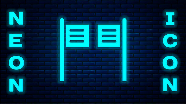 发光的霓虹灯老西部摆动沙龙门图标图片下载