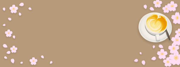意象的春天，樱花和一杯咖啡的背景图片下载