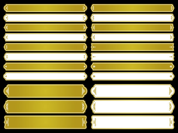 设计一套金色的欧洲经典形状的长框架和装饰小图标图片下载