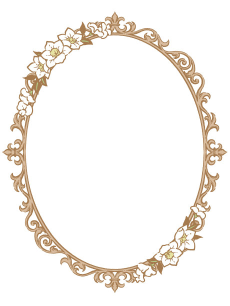 装饰复古框架与鲜花在古董风格。矢量插图。图片下载