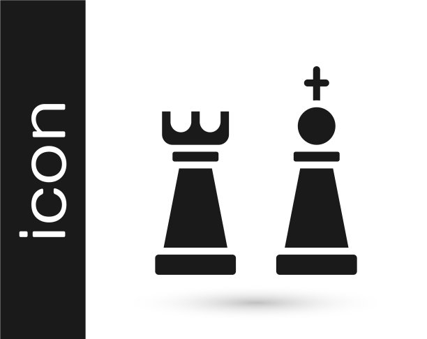黑色象棋图标孤立在白色背景上图片下载