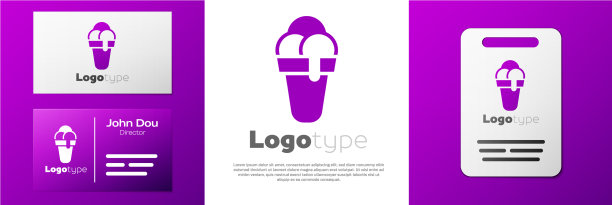 标志型冰淇淋在华夫蛋筒图标孤立上图片下载