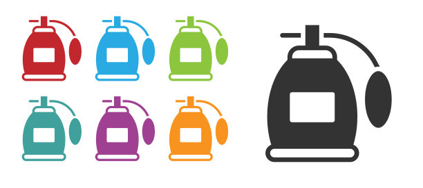 黑色香水图标孤立在白色背景图片下载