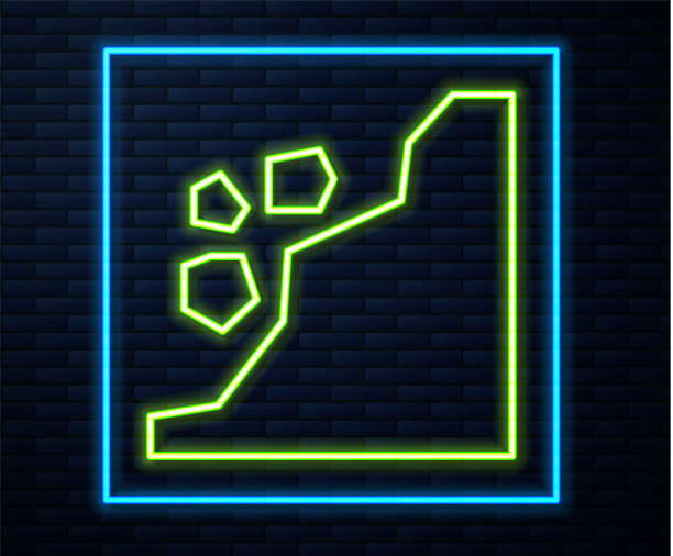 霓虹灯线滑坡图标孤立在砖块上图片下载