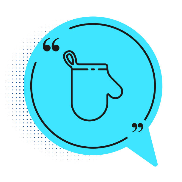 黑色线烤箱手套图标孤立在白色上图片下载