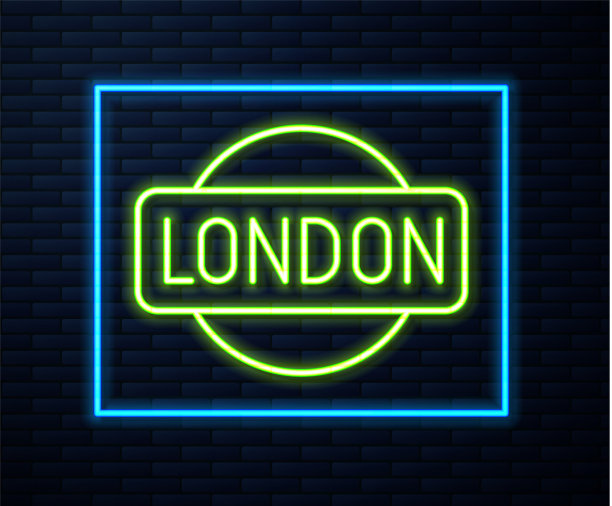 发光的霓虹线伦敦标志图标孤立图片下载