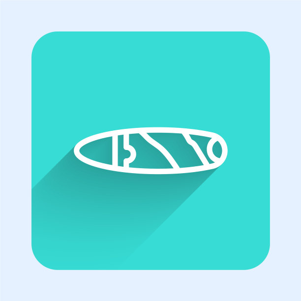 白色线雪茄图标孤立与长影子图片下载