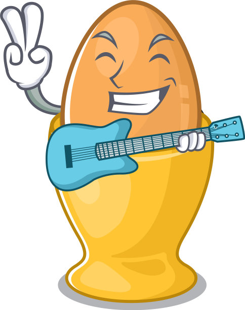 一个画蛋杯在弹吉他图片下载