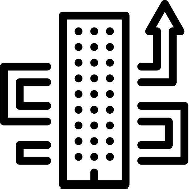 摩天大楼和不断增长的箭头图标轮廓图片下载