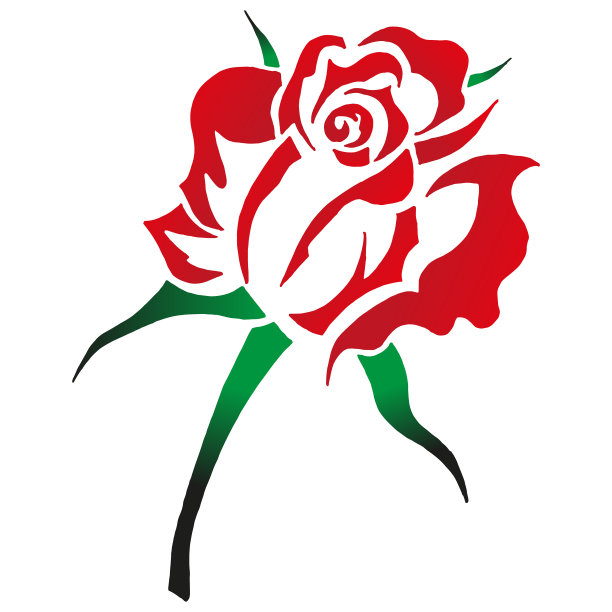 玫瑰盛开的图标，一个玫瑰花蕾与叶片手图片下载