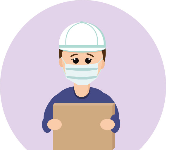 戴着帽子和面具的人手里拿着一个盒子图片下载