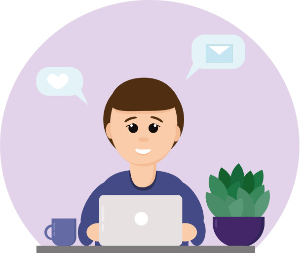 一个人在一间公寓里用笔记本电脑写信息图片下载