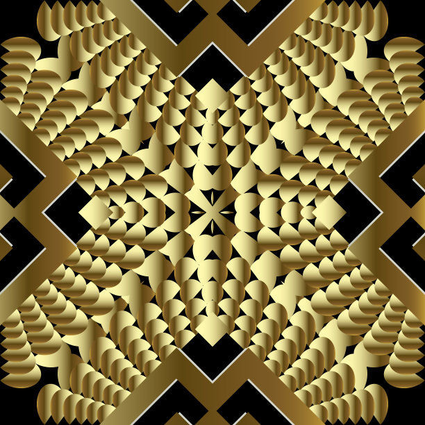 黄金几何立体无缝花纹观赏性图片下载