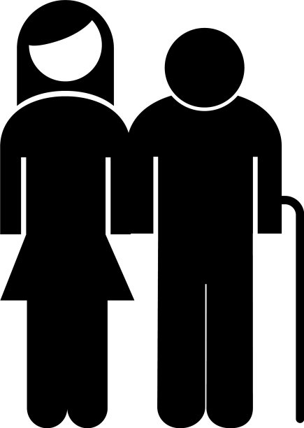 老爷爷和女儿的头像剪影图片下载