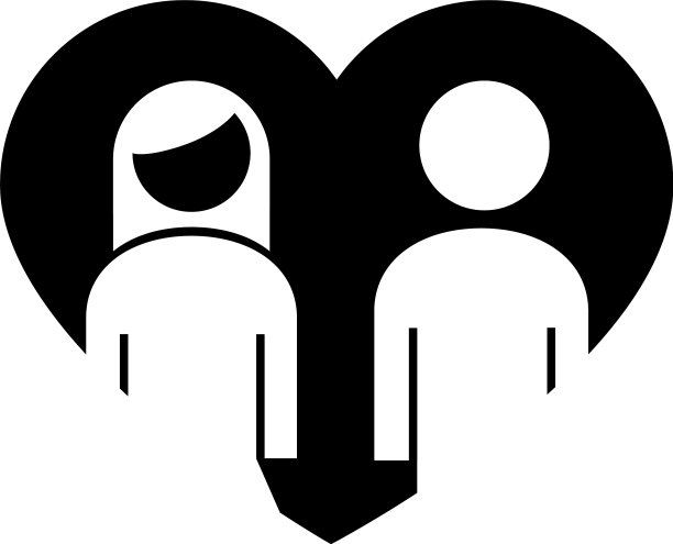 家庭、父母、夫妇形象的心剪影图片下载