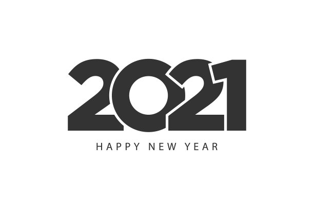 新年快乐2021年创意横幅黑白色图片下载