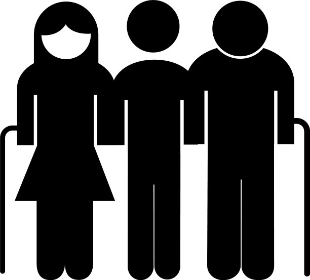 祖父母夫妇和儿子的头像剪影图片下载