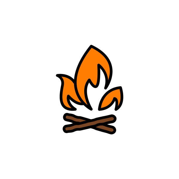 篝火用柴火颜色的图标细线图片下载