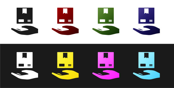 设置投递手与纸板箱图标图片下载