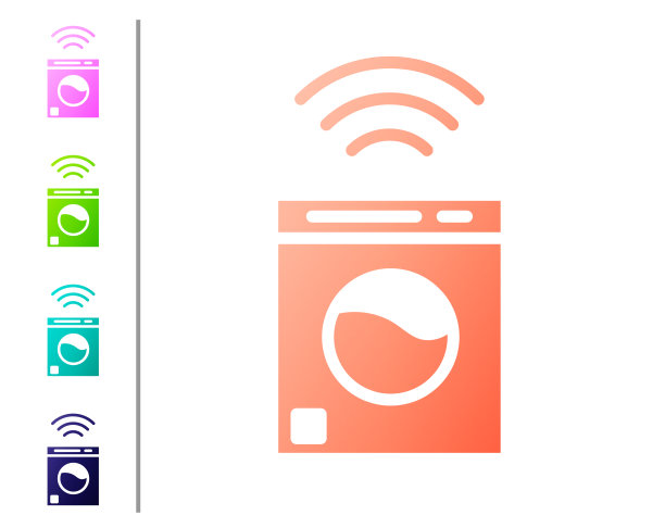珊瑚智能洗衣机系统图标隔离在白色图片下载