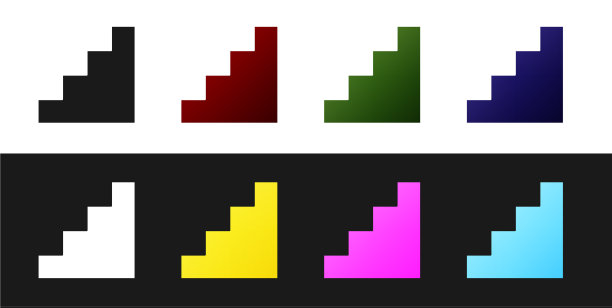 设置楼梯图标隔离在黑色和白色图片下载