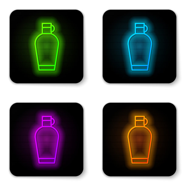 霓虹灯线水壶图标图片下载