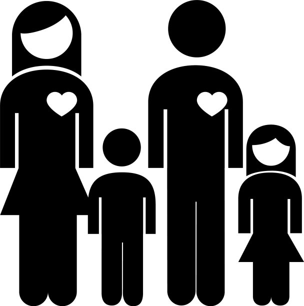 家庭、父母、有孩子和心形图案的夫妇图片下载