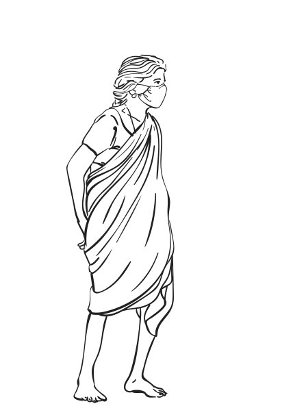 画一个戴医用口罩的印度老妇人图片下载