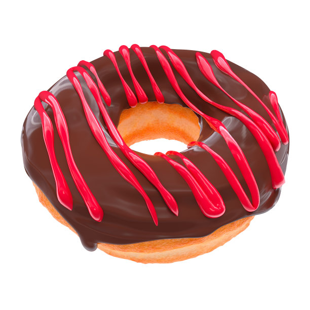 釉面甜甜圈与点缀在白色背景前视图图片下载
