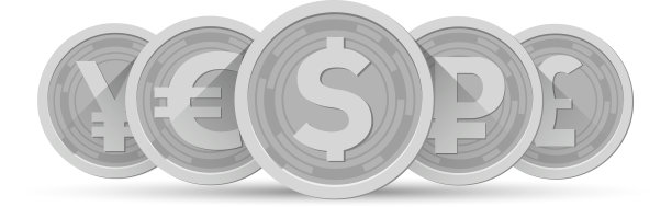 将黄金货币隔离在白色货币上图片下载