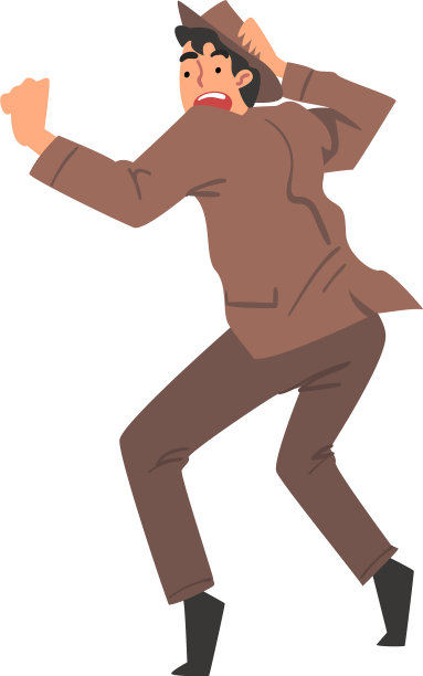 穿着棕色西装，戴着软呢帽的吓坏了的年轻人图片下载