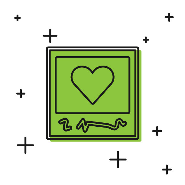 黑色空白相框和心形图标孤立图片下载