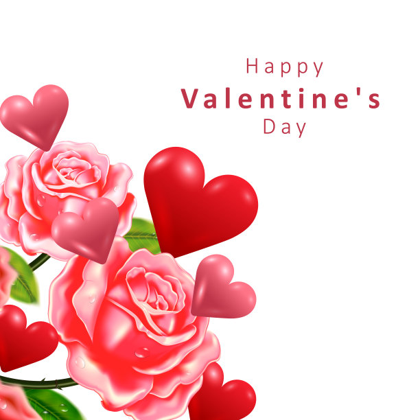 情人节的概念。心形和玫瑰。矢量插图。图片下载