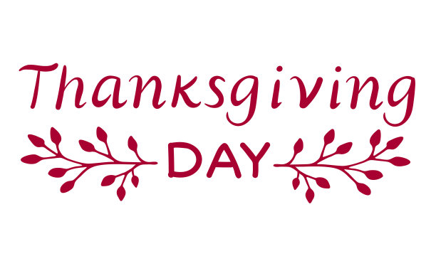 感恩节。手绘字母涂鸦风格与香草。孤立在白色背景上。美丽的印刷为您的设计，卡片，横幅，标签，贴纸。股票矢量插图。图片下载